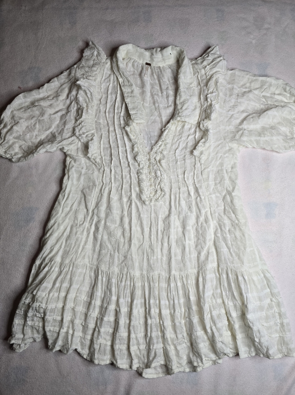 Free People White Textured Mini Dress - Picture 3 of 12